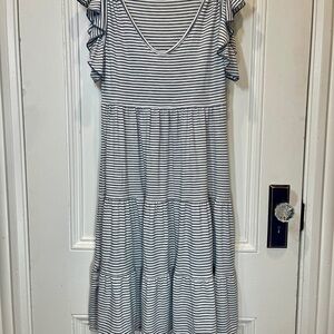 Max Studio White and Blue Ruffled Tiered Sundress - Size XS